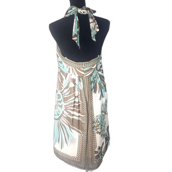 Max and Cleo Floral Sheer Lined Padded Cups Rear Zipper Halter Dress Size 12 - Picture 5 of 7